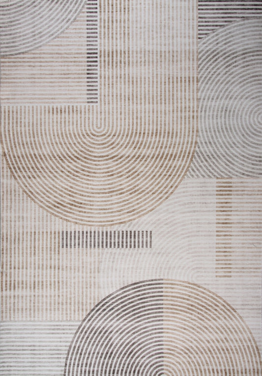 JB Household Contemporary Geometric Beige Rug - 4' x 6'