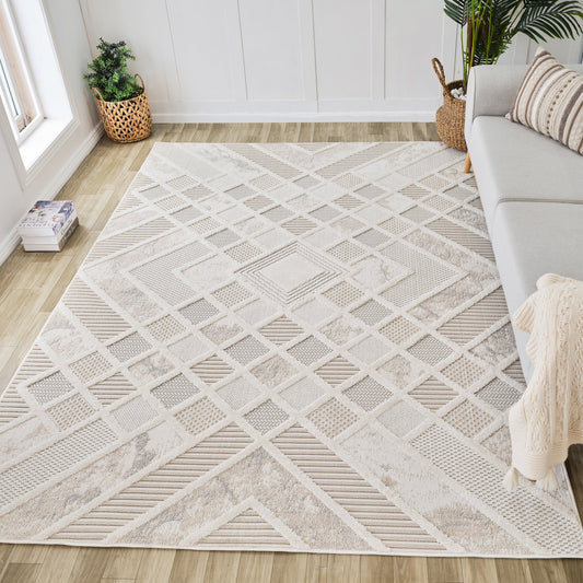 Jb Household Boho Contemporary Beige Rug 4' x 6'