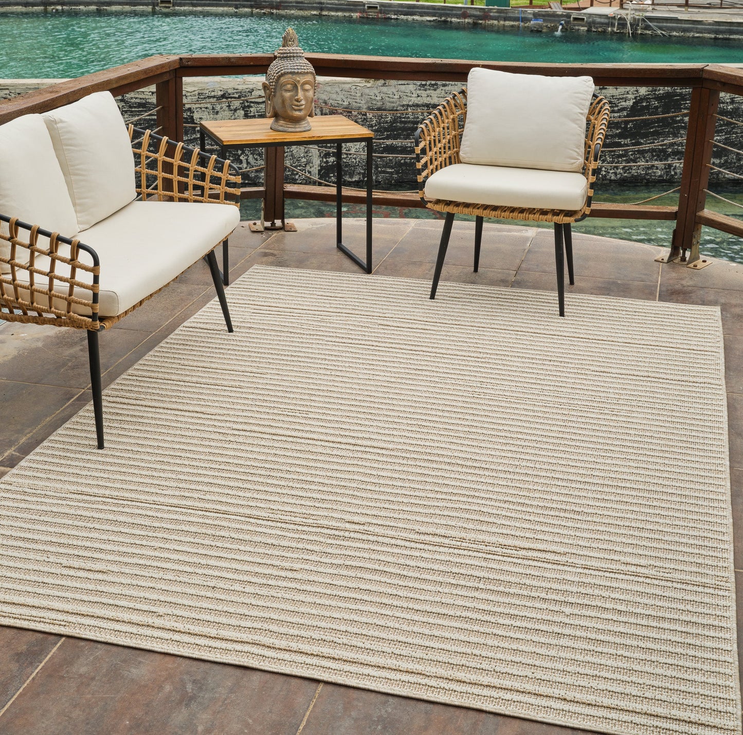 Jb Household Stripped Modern Outdoor Rug - 4' x 6'